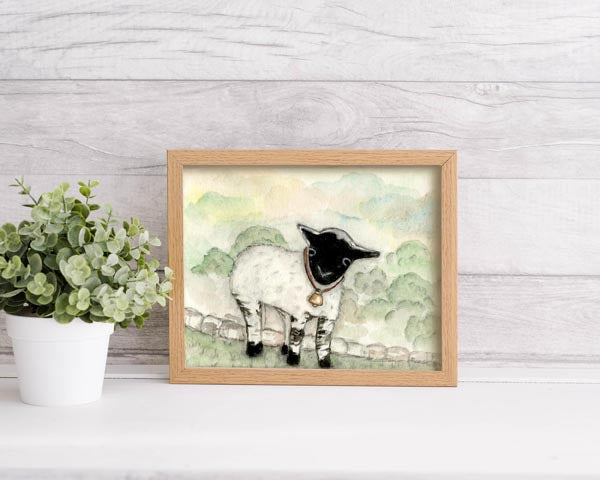 Digital Print Nursery Lamb No.1 ACEO Watercolor Painting Instant Download