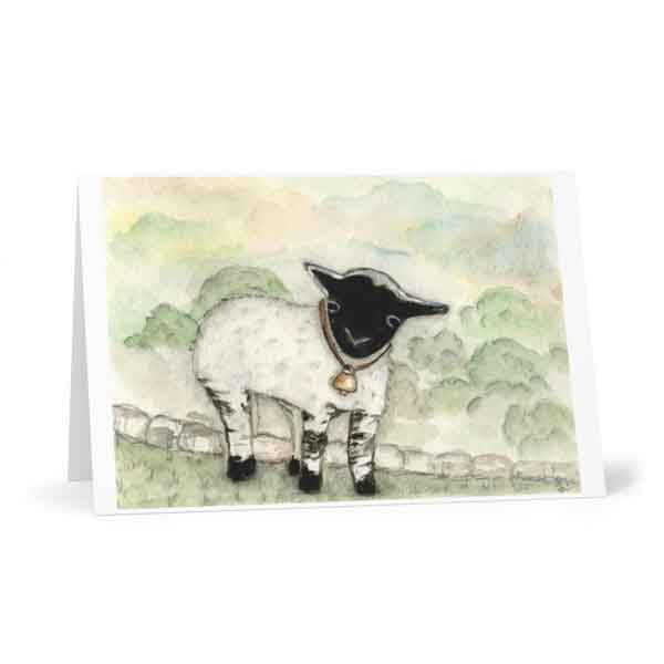 Digital Print Nursery Lamb No.1 ACEO Watercolor Painting Instant Download