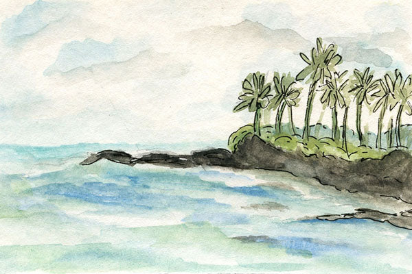 Digital Print Ocean Scene No.1 Watercolor Painting Instant Download