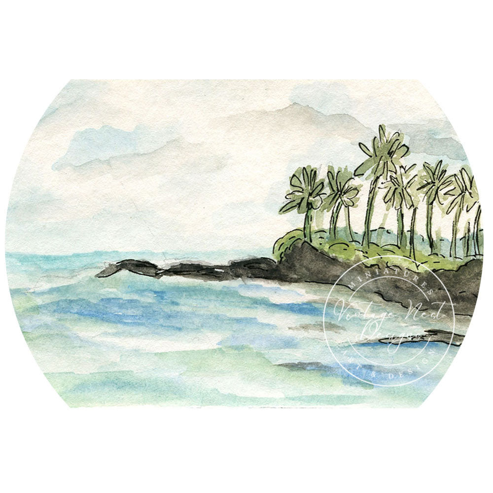 Digital Print Ocean Scene No.1 Watercolor Painting Instant Download