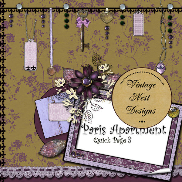 Digital Scrapbooking Paris Apartment Quick Page Nr. 3 Sofort-Download