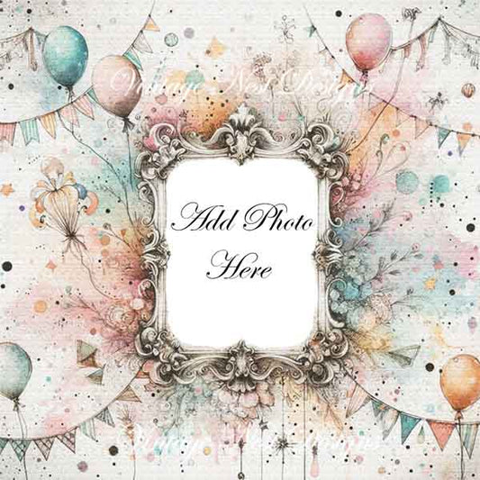 Digital Print Pastel Balloons No.1 Illustration Instant Download