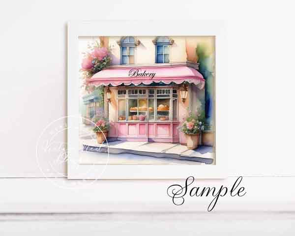 Illustration graphique numérique n°1 de la boutique de pâtisserie rose
