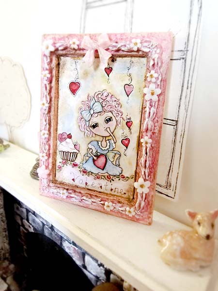 Miniature Pink be my Valentine No.1:2 Handmade for Dollhouse