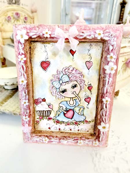 Miniature Pink be my Valentine No.1:2 Handmade for Dollhouse
