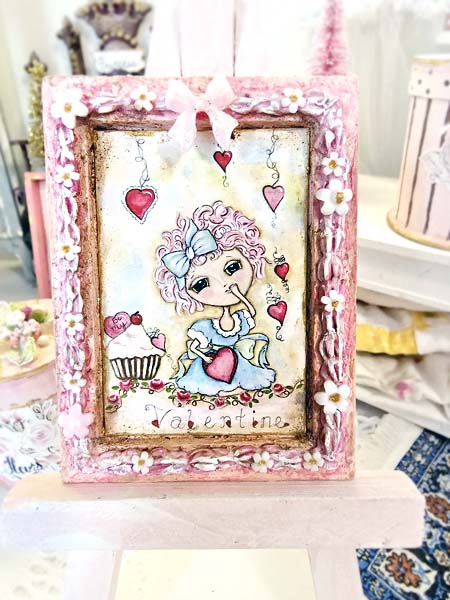 Miniature Pink be my Valentine No.1:2 Handmade for Dollhouse