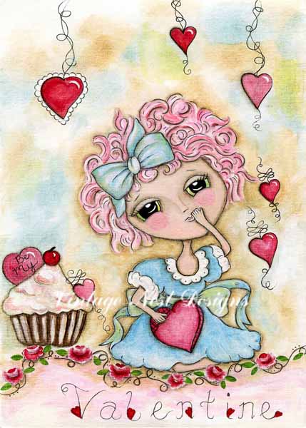 Digital Print Pink be my Valentine No.1 Acrylic Painting Instant Download