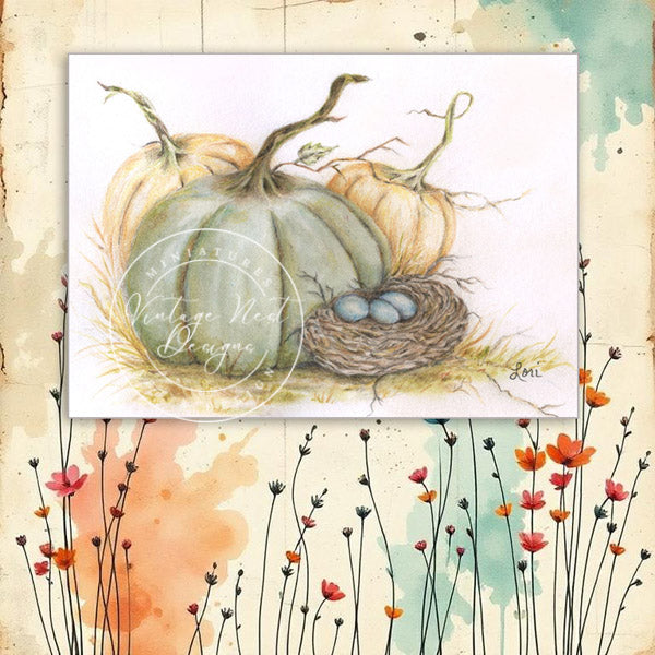 Digital Prints Pumpkin Patch No.4:2 Watercolor Painting Instant Download