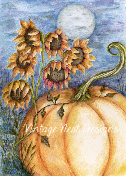 Digitaler Druck Kürbisbeet Nr. 6 Aquarell Wanddekoration Sofortiger Download