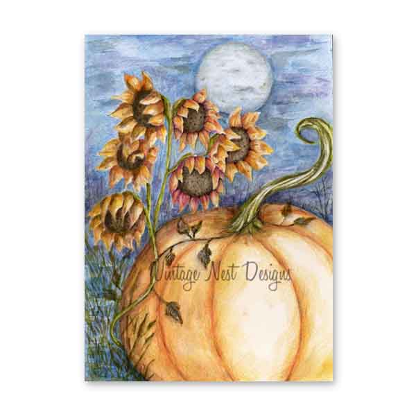 Digital Print Pumpkin Patch No.6 Watercolor Wall Decor Instant download