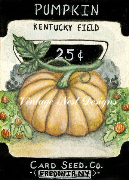 Digital Print Pumpkin Seeds No.1 Watercolor Painting Instant Download