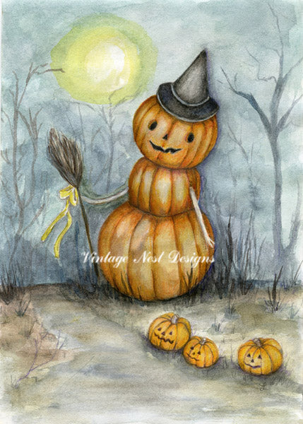 Citrouilles d'Halloween imprimées numériquement N°5 Peinture aquarelle Téléchargement instantané