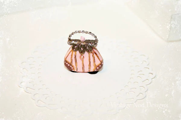 Dollhouse Miniature Porcelain Purse No.18 Handmade for Dolls