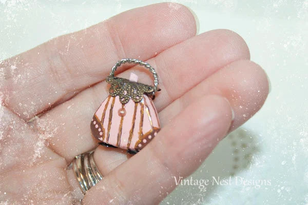 Dollhouse Miniature Porcelain Purse No.18 Handmade for Dolls