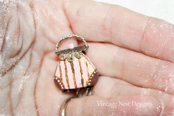 Dollhouse Miniature Porcelain Purse No.18 Handmade for Dolls