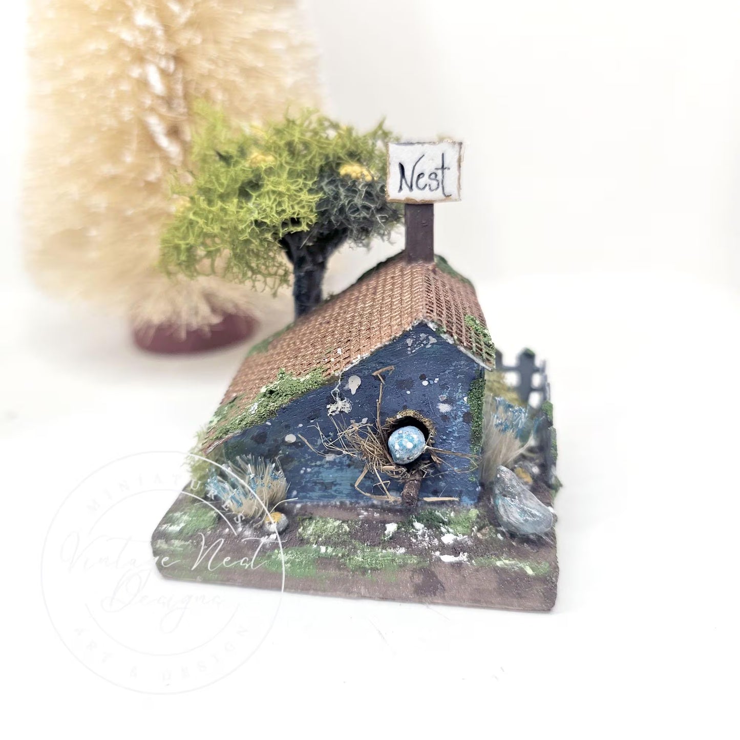 Miniature Putz Bird House No.40 Handmade Home Decor Diorama Shadow Box