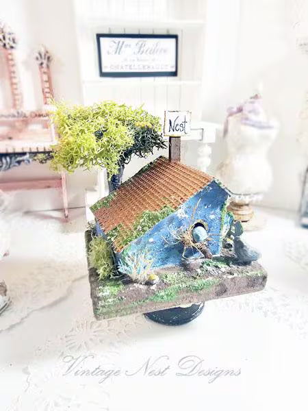 Miniature Putz Bird House No.40 Handmade Home Decor Diorama Shadow Box