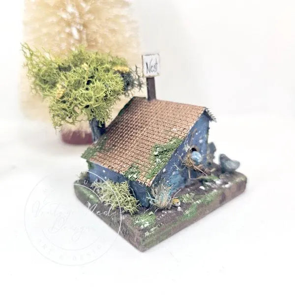Miniature Putz Bird House No.40 Handmade Home Decor Diorama Shadow Box