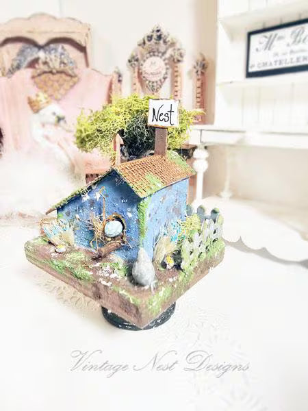 Miniature Putz Bird House No.40 Handmade Home Decor Diorama Shadow Box