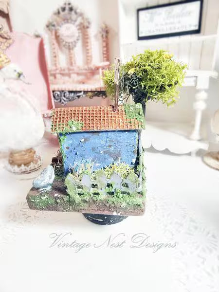 Miniature Putz Bird House No.40 Handmade Home Decor Diorama Shadow Box