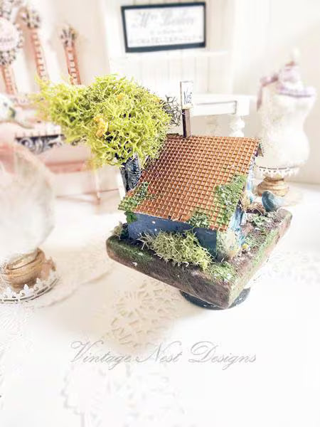 Miniature Putz Bird House No.40 Handmade Home Decor Diorama Shadow Box