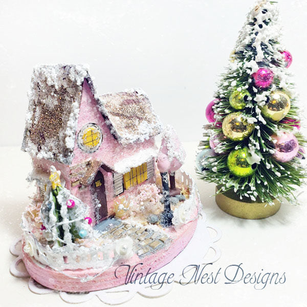 Miniature Christmas House No.3 Handmade Dollhouse Shadow Box Diorama Room