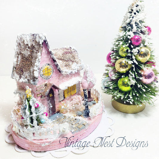 Miniature Christmas House No.3 Handmade Dollhouse Shadow Box Diorama Room