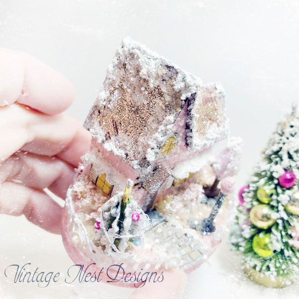 Miniature Christmas House No.3 Handmade Dollhouse Shadow Box Diorama Room