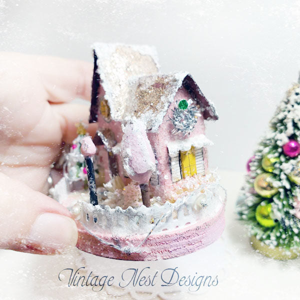 Miniature Christmas House No.3 Handmade Dollhouse Shadow Box Diorama Room