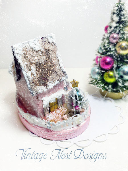Miniature Christmas House No.3 Handmade Dollhouse Shadow Box Diorama Room