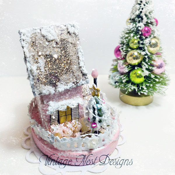 Miniature Christmas House No.3 Handmade Dollhouse Shadow Box Diorama Room