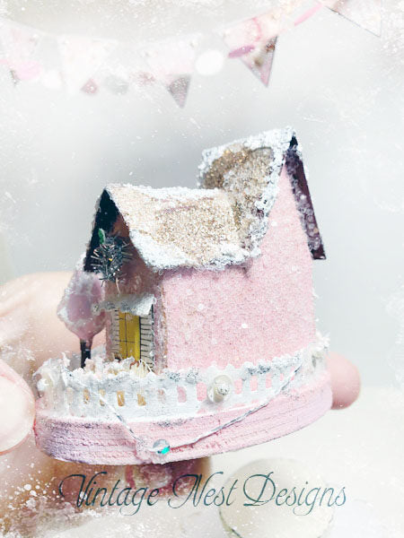 Miniature Christmas House No.3 Handmade Dollhouse Shadow Box Diorama Room
