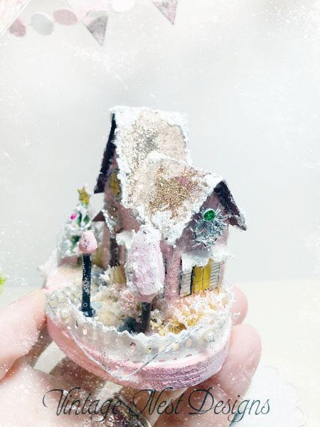 Miniature Christmas House No.3 Handmade Dollhouse Shadow Box Diorama Room