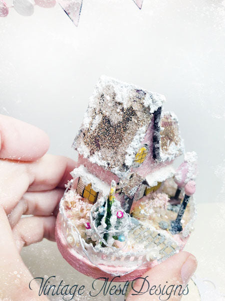 Miniature Christmas House No.3 Handmade Dollhouse Shadow Box Diorama Room