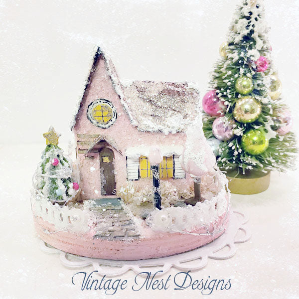 Miniature Christmas House No.3 Handmade Dollhouse Shadow Box Diorama Room