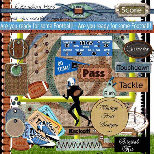 Digital Scrapbooking Are you Ready for some Football Kit Instant Download