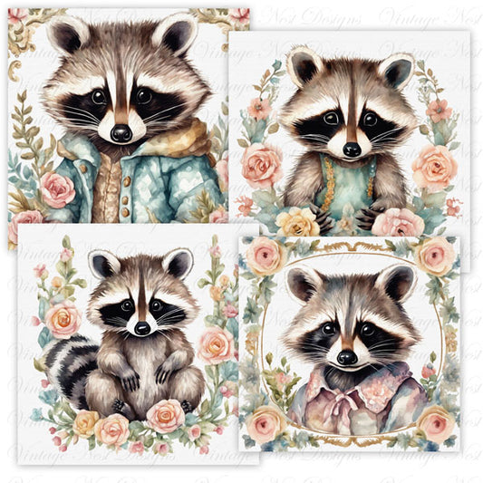 Digital Prints Nursery Raccoon Bundle No.1 Illustration