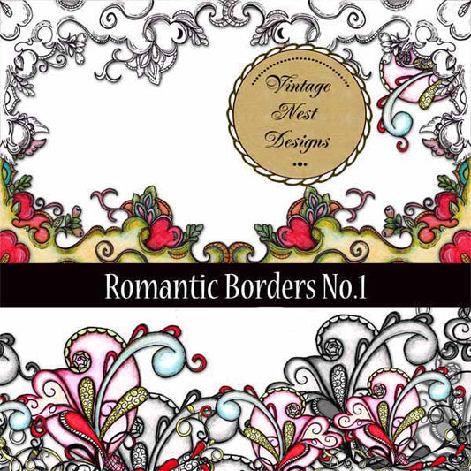 Bordures romantiques de scrapbooking numérique n°1 Téléchargement instantané
