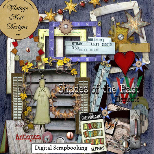 Digital Scrapbooking Shades of the Past Kit Instant Download