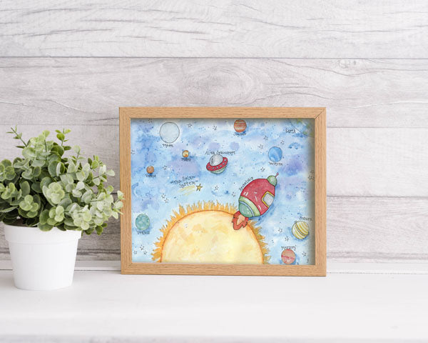 Digital Print Sun Moon Stars No.2 Watercolor Instant Download
