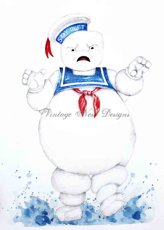 Digital Print Stay Puft No.1 Watercolor Painting Instant Download