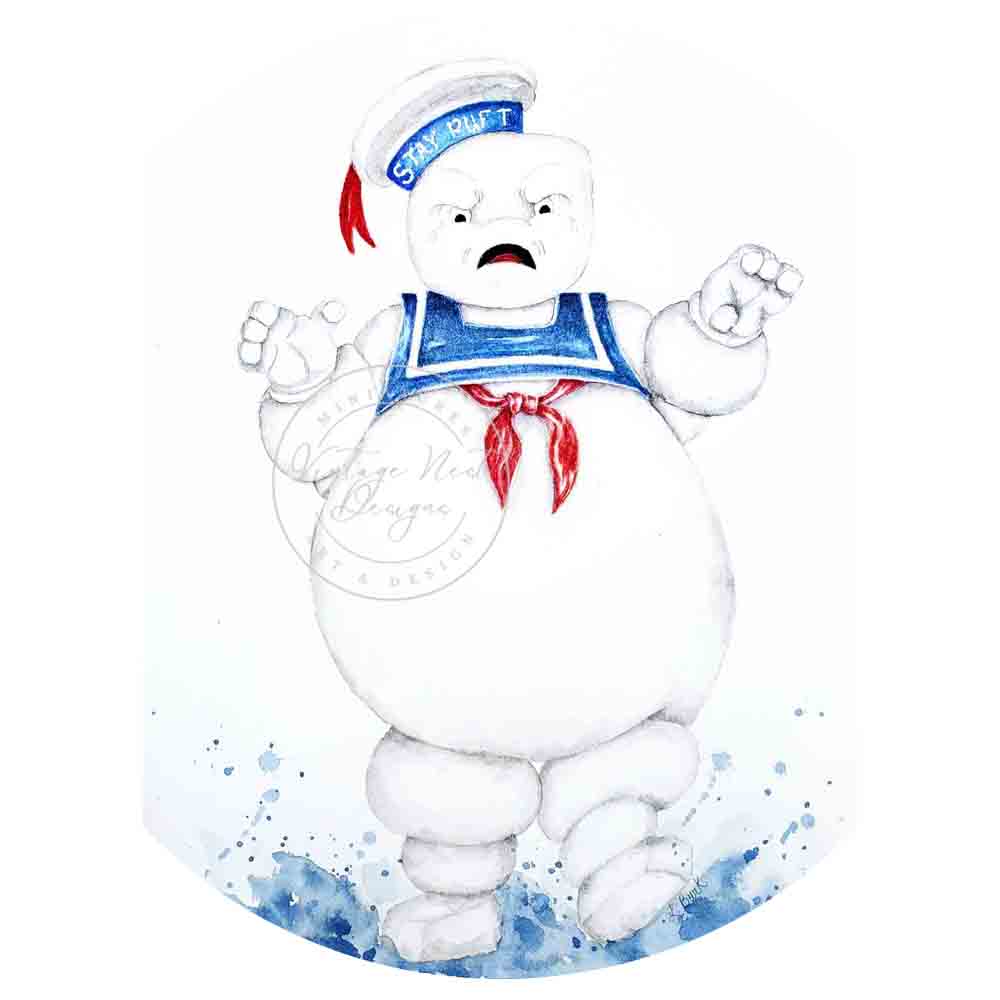 Digital Print Stay Puft No.1 Watercolor Painting Instant Download
