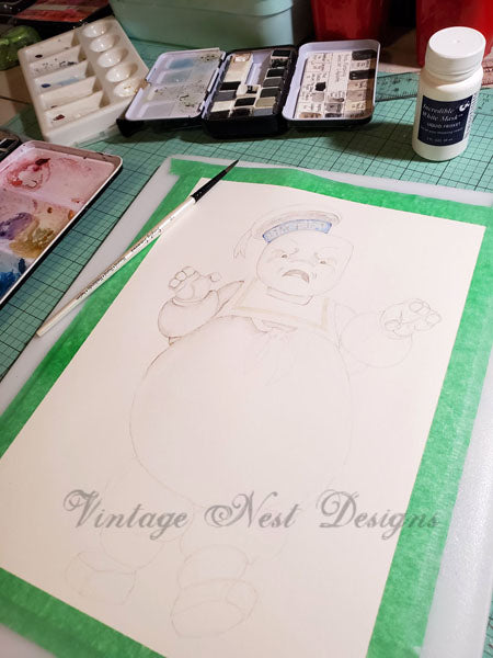 Digital Print Stay Puft No.1 Watercolor Painting Instant Download