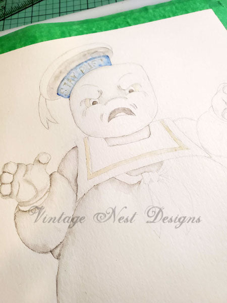 Digital Print Stay Puft No.1 Watercolor Painting Instant Download