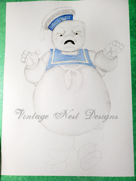 Digital Print Stay Puft No.1 Watercolor Painting Instant Download