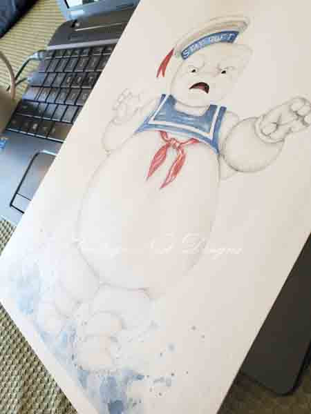 Digital Print Stay Puft No.1 Watercolor Painting Instant Download