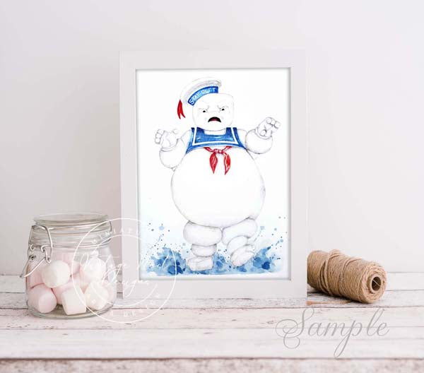 Digital Print Stay Puft No.1 Watercolor Painting Instant Download