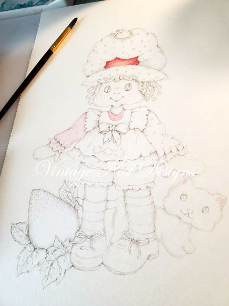 Impression Numérique Fraisier Charlotte aux Fraises No.1 Aquarelle Téléchargement Immédiat