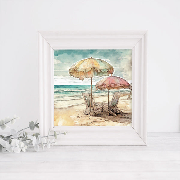 Digital Print Summer Beach No.1 Watercolor Instant Download