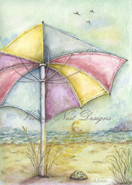 Digitaldruck Sommer-Sonnenuntergang Nr. 1 Aquarellmalerei
